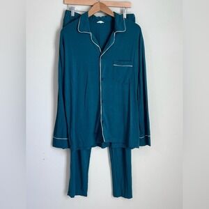 Eberjey Men's Pajama William Tencel Modal Long PJ Set Teal Medium